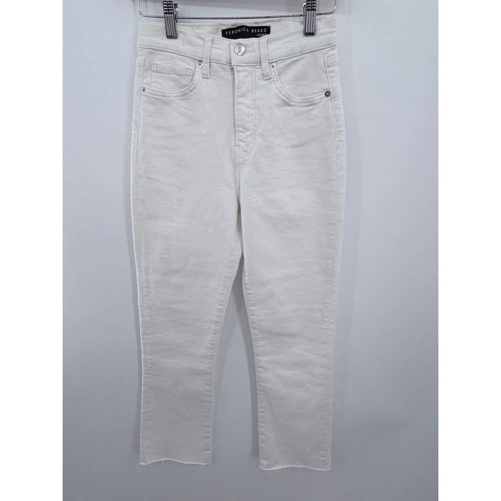 Veronica Beard Carly Kick Flare Jeans Womens 26 White High Rise Raw Hem NWT